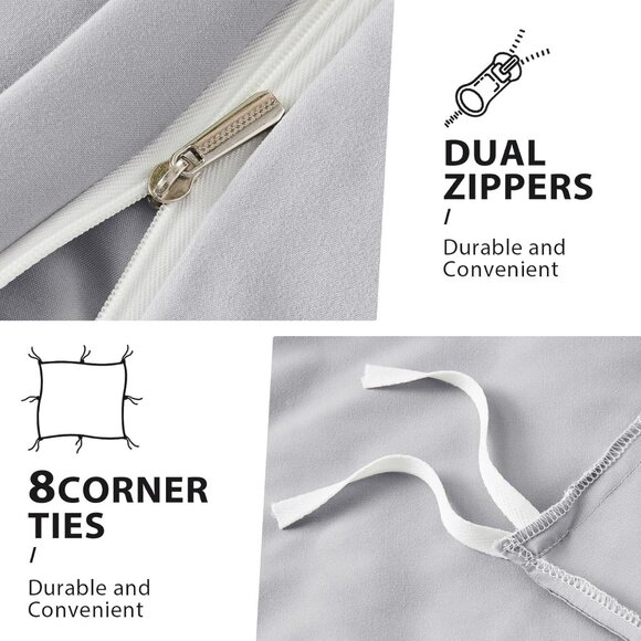 NEW TWIN SIZE DUVET SET Grey Comforter Cover and pillowcases - Picture 3 of 4